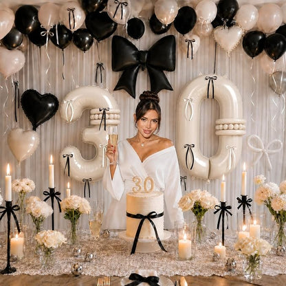Beige Balloon Number 30 for 30th Birthday Decorations Women, Double Stuff Pearl - Image 2