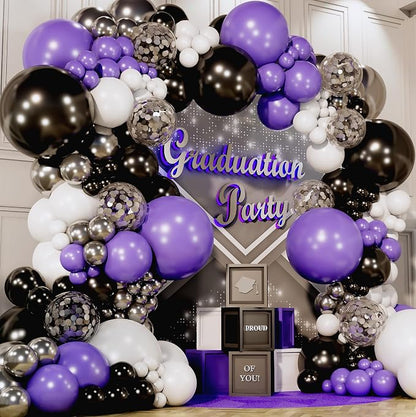 ALL-IN-1 Purple and Black White Balloons Garland & Arch Kit – Small and Large - Image 5
