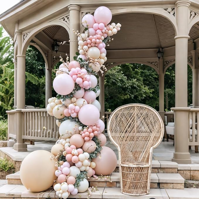 Dusty Pink Balloons, 12 Inch Pastel Baby Light Pink and White Sand Ivory Nude - Image 5