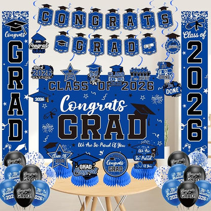 Graduation Decorations 2026 Blue Set, Congrats Grad Decor Set - Image 6
