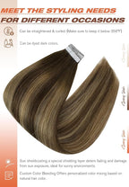 Sunny Hair Tape in Extensions for Women Real Hair 22 inch 100g Tape in Hair Extensions Human Hair Dark Brown Balayage Caramel Blonde Hair Extensions Tape in 40Pcs