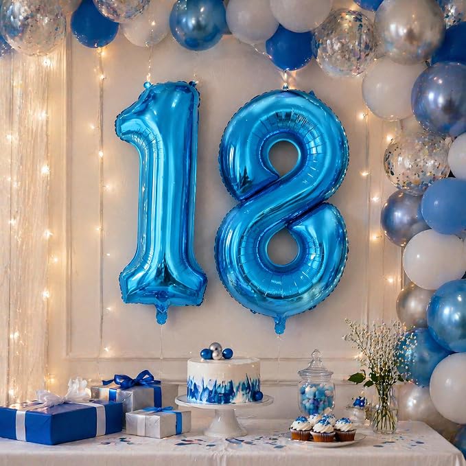40 Inch Blue Number 1 Balloon, Giant Number Balloons, Birthday Decorations | - Image 5