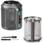 Magnetic Hair Dryer Filter Cover + Inner Filter Compatible with Dyson Supersonic HD01 HD03 HD08 HD15 Hair Dryer Replacement Parts, Hair Dryer Outer Filter Repair Accessories (Metallic Gray)