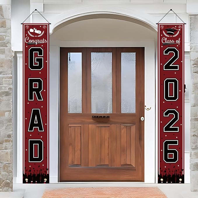 OHOME Graduation Decorations 2026 2027- Maroon Congrats Grad Porch Banner - Image 7