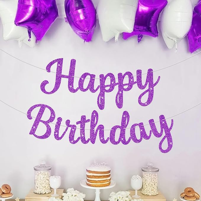 Glitter Happy Birthday Banner Sig Birthday Garland Wall Door Banners Flag - Image 2