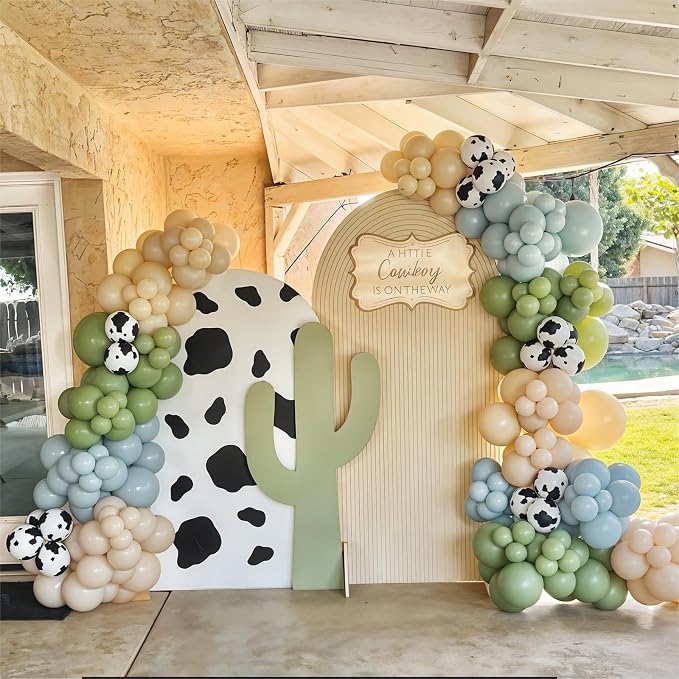Cowboy Balloons Dusty Blue Sage Green Brown Tan Coffee Sand White Nude Retro - Image 6