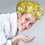 12 Pieces Deep Conditioning Caps Aluminum Foil Reusable Hair Processing Hair Coloring Shower Caps for Home Salon Use(12 Inch,Golden, Silvery)