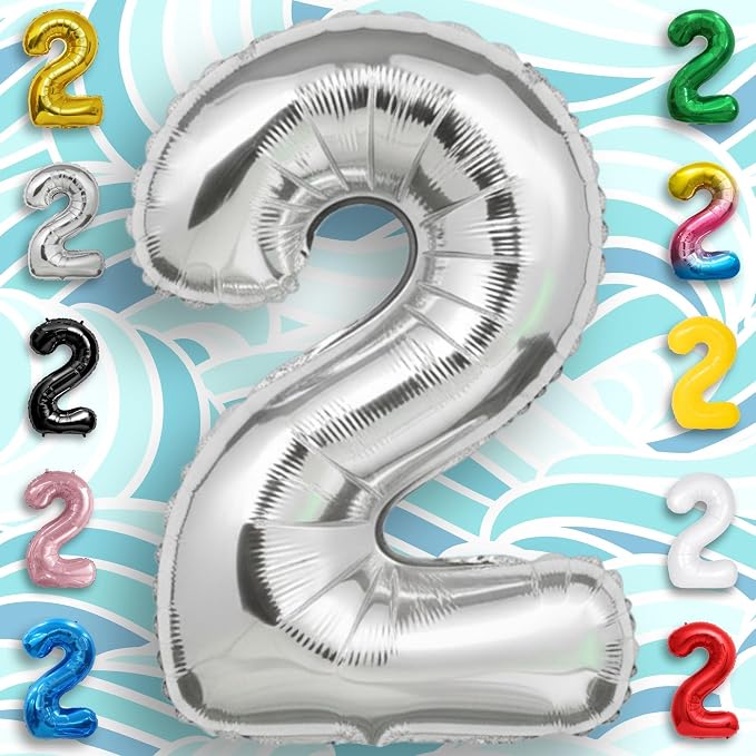 Silver Number Balloon 2 Mylar Foil Balloons 32 inch - Image 4