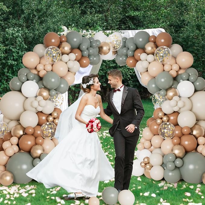 DBKL Dusty Green Nude Balloon Garland Arch Kit, Cream White Sand Sage Green - Image 4