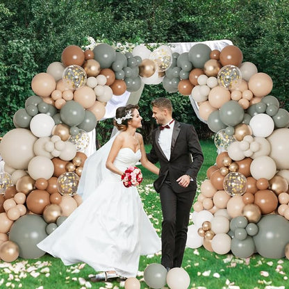 DBKL Dusty Green Nude Balloon Garland Arch Kit, Cream White Sand Sage Green - Image 4