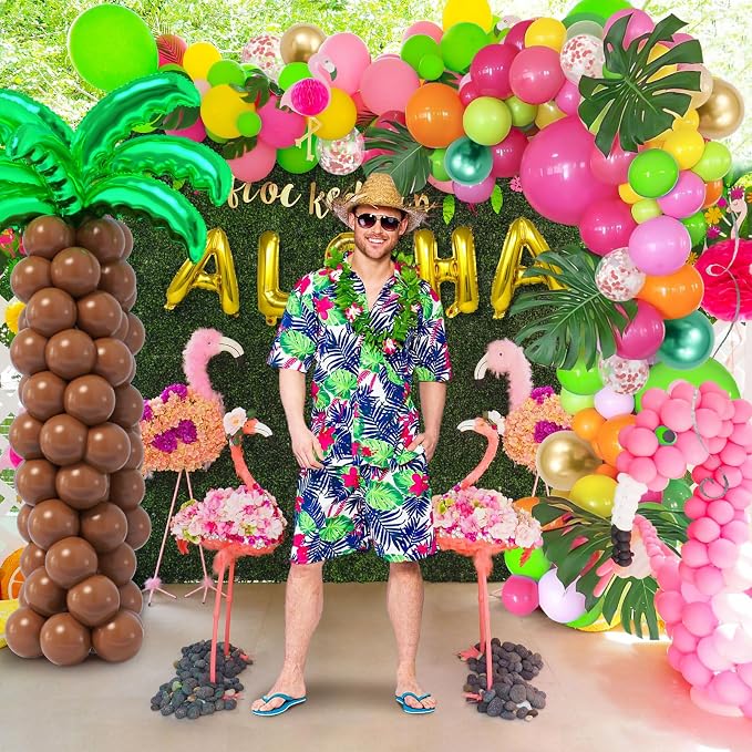 SNLN 178Pcs Tropical Luau Balloons Arch Garland Kit Hawaiian Party Decorations - Image 3