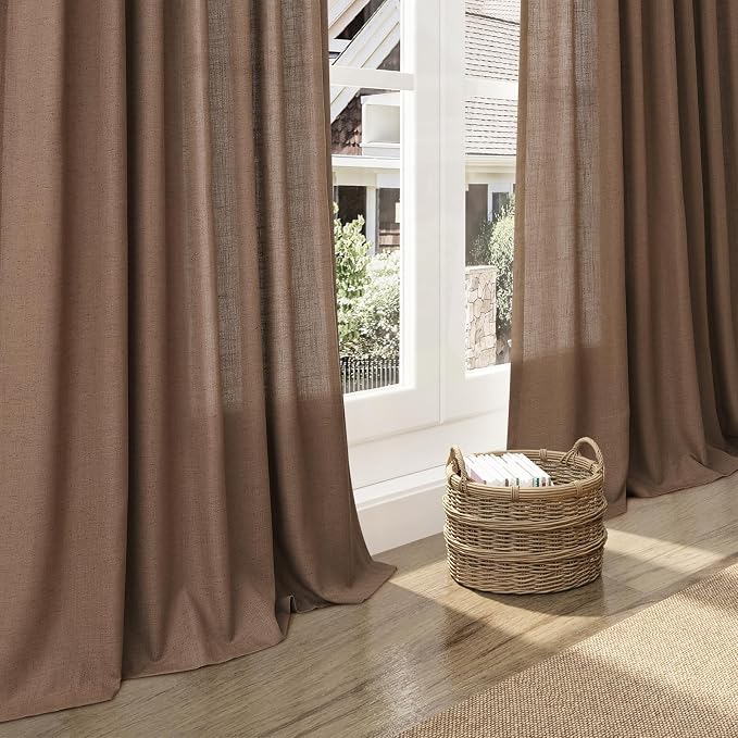Caramel Brown Linen Curtains 84 Inches Long - Image 6
