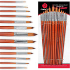DUGATO Professional Artist Round Paint Brush Set (13pc) - Long Handle Round Pointed Tip, Anti-Shedding Nylon for Watercolor, Acrylic, Oil, Gouache, Ink & Tempera