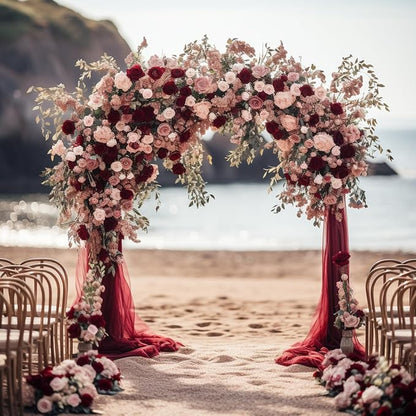 Wedding Arch Draping Fabric Backdrop Drapes 28.7" x 20FT, Burgundy | Sheer - Image 6