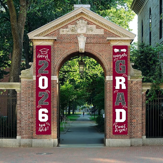 Graduation Decorations 2026 Banner Porch Sign Maroon Burgundy Red - Image 4
