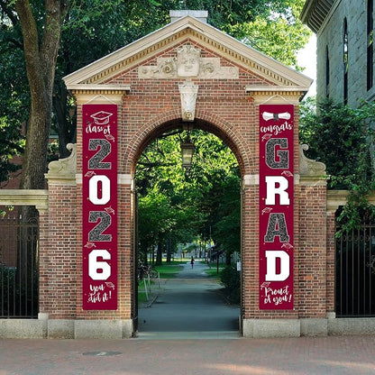 Graduation Decorations 2026 Banner Porch Sign Maroon Burgundy Red - Image 4