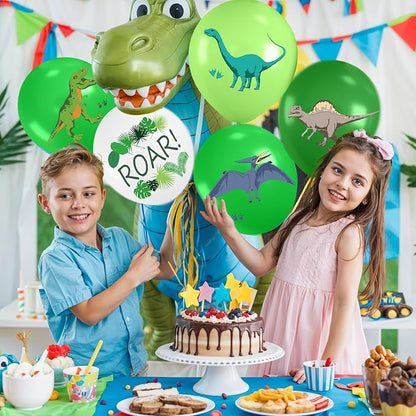 Dinosaur Balloons, 12 Inch Fruit Lime Dark Green White Confetti Balloons - Image 6