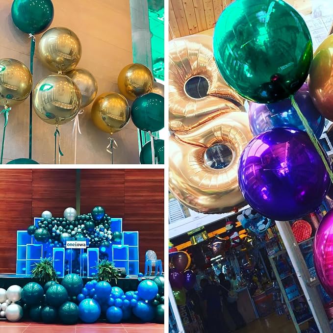 PartyWoo Dark Green Large Round Giant 4D Jumbo Foil Balloons 6pcs 22 Inch | 22 - Image 6