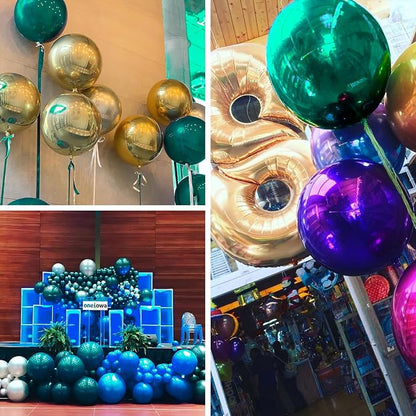 PartyWoo Dark Green Large Round Giant 4D Jumbo Foil Balloons 6pcs 22 Inch | 22 - Image 6