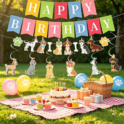 Dog Birthday Banner, Colorful Dog Themed Birthday Party Decorations, Cute - Image 6