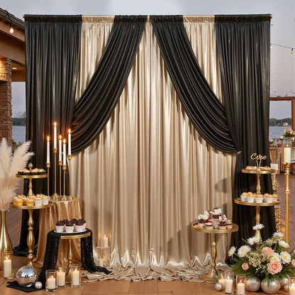20ft x 10ft Champagne Black Sequin Backdrop Curtain - Image 8