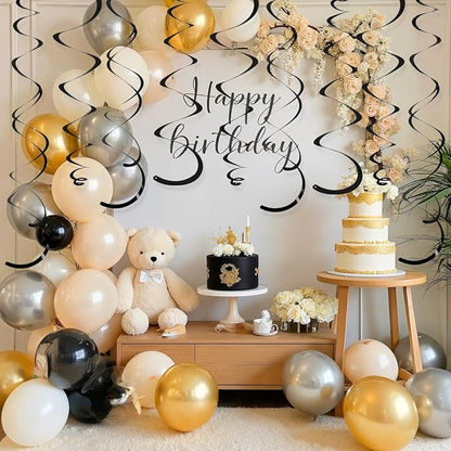 24 PCS Black Hanging Swirl, Sparkle Ceiling Hanging Decorations, Plastic - Image 4