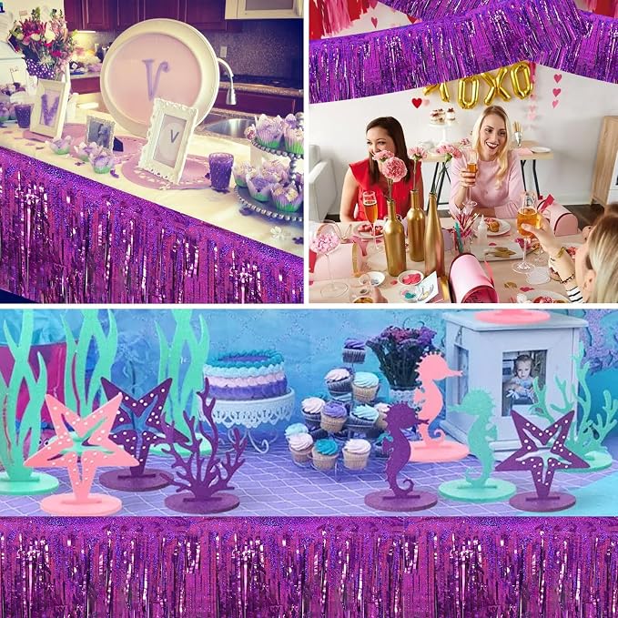 BEISHIDA Laser Purple Fringe Garland Banner 30ft Wall Tinsel Foil Streamers | - Image 6
