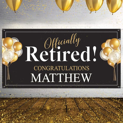 Generic Personalized Retirement Banner, and Blue, 12x24 inch, Indoor/Outdoor by Custom
