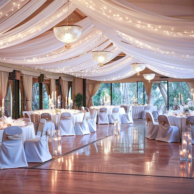 6 Panels White Ceiling Drapes - Image 4