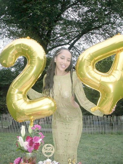 Light Gold Number 4 Balloon 40 inch, Balloon numbers party supplies, deco photo - Image 4
