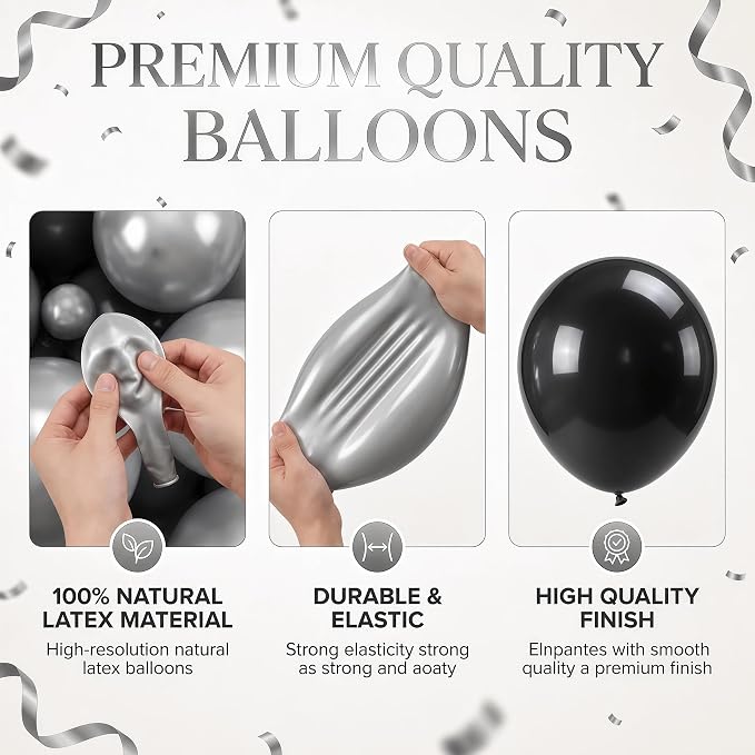 Black Silver Balloon Stand Kit for Floor or Table, Party Decor - Image 6
