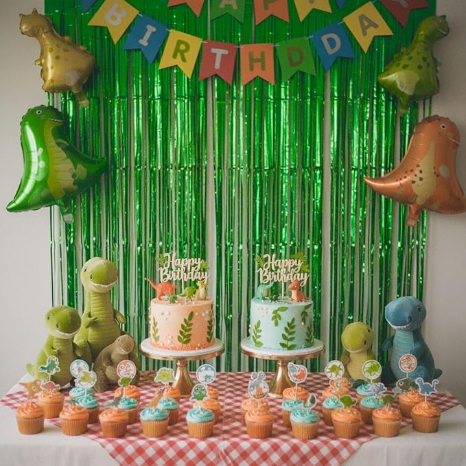 Matte Green Foil Fringe Curtain Backdrop Party Decorations 4PCS | 6.6×3.3 ft - Image 7
