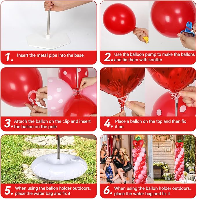 2 Sets Strawberry Party Balloon Column Stand Kit - Image 4