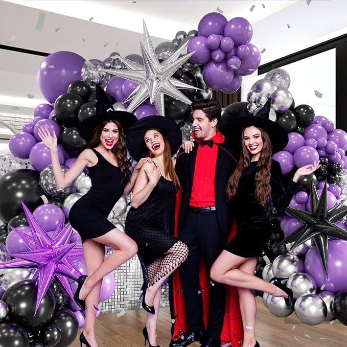 125pcs Purple and Black Balloon Arch Kit - Image 6