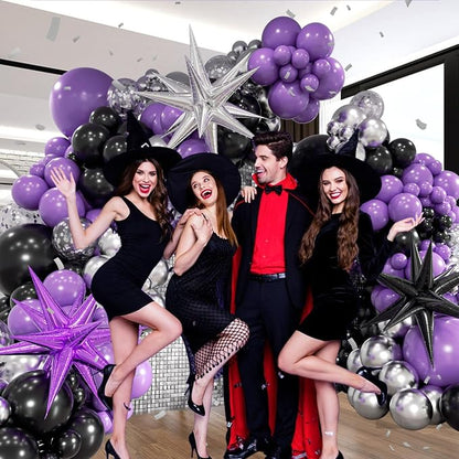 125pcs Purple and Black Balloon Arch Kit - Image 6