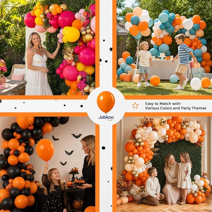 Jobkoo Orange Balloons 12 Inch - Image 6