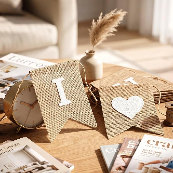 Rustic Burlap Just Married Banner, Wedding Banner - Image 3