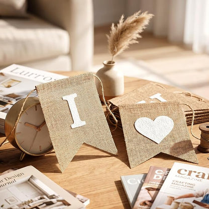 Rustic Burlap Just Married Banner, Wedding Banner - Image 3