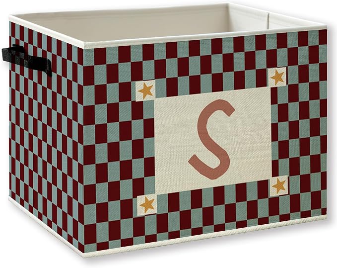 Letter S Checkered Foldable Storage Bins Box by KSDUT