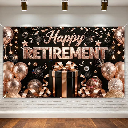 Pink Retirement Party Decorations, 72x43 Happy Retirement Backdrop | Large by Dormirpilow