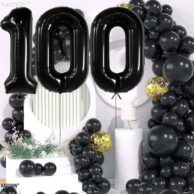 KatchOn Black 100 Balloon Number 40 Inch, 100th Birthday Decorations | 100K - Image 8