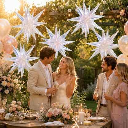 Iridescent Star Balloons, Baby Shower, Engagement and Anniversary Decorations - Image 6
