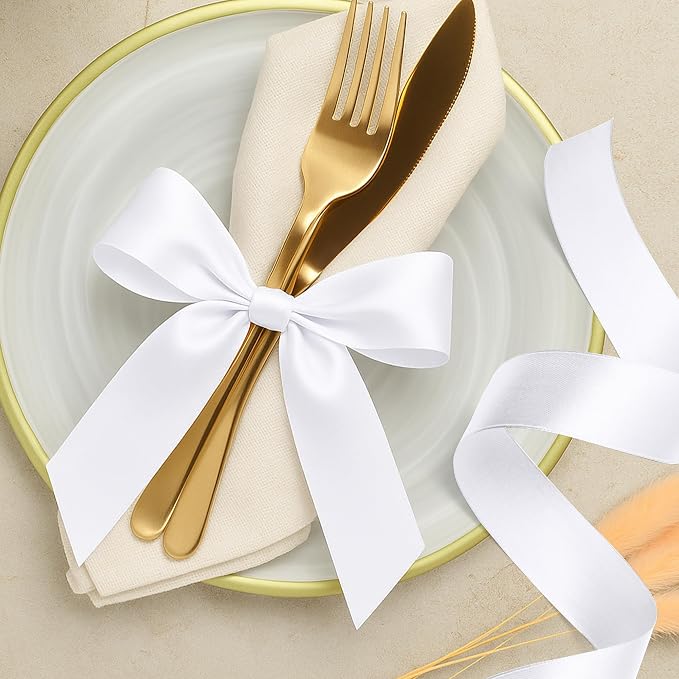 1 1/2In 30Yards Polyester White Ribbons - Image 8