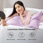Bedsure Satin Pillowcases, Similar to Silk Pillow Cases Queen Size Set of 2, Pillow Case for Sleeping Women with Envelope Closure, Gifts for Women Men, Lavender, 20x30 Inches, 2pcs