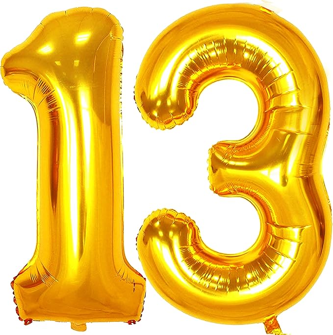 Jonhamwelbor 13 Number Balloons Gold Big Giant Jumbo Number 13 Foil Mylar by Jonhamwelbor