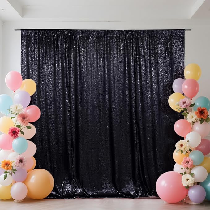 SquarePie 4x8ft Black Sequin Backdrop, High Density Non-Transparent Glitter - Image 5