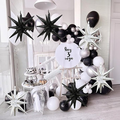 HILAVO 6PCS Silver Black Star Balloons, 22Inch Large Star Balloon Foil Balloons - Image 6