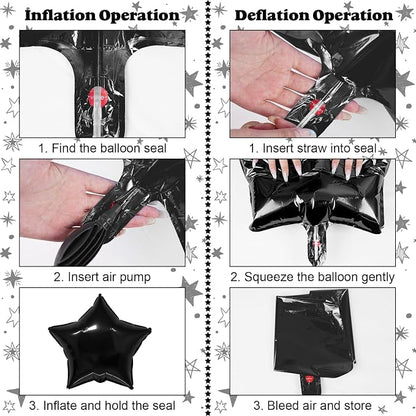 14pcs Black Silver Star Balloons, Mixed Star Foil Balloon, 22Inch Explosion - Image 6