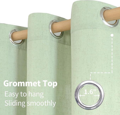 YoungsTex Sage Linen Curtains for Living Room Spring Decor, Light Green Light - Image 7