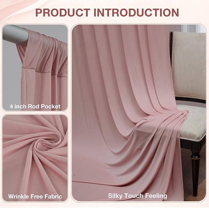 20ftx10ft Wrinkle Free Dusty Pink Backdrop Curtains - Image 2